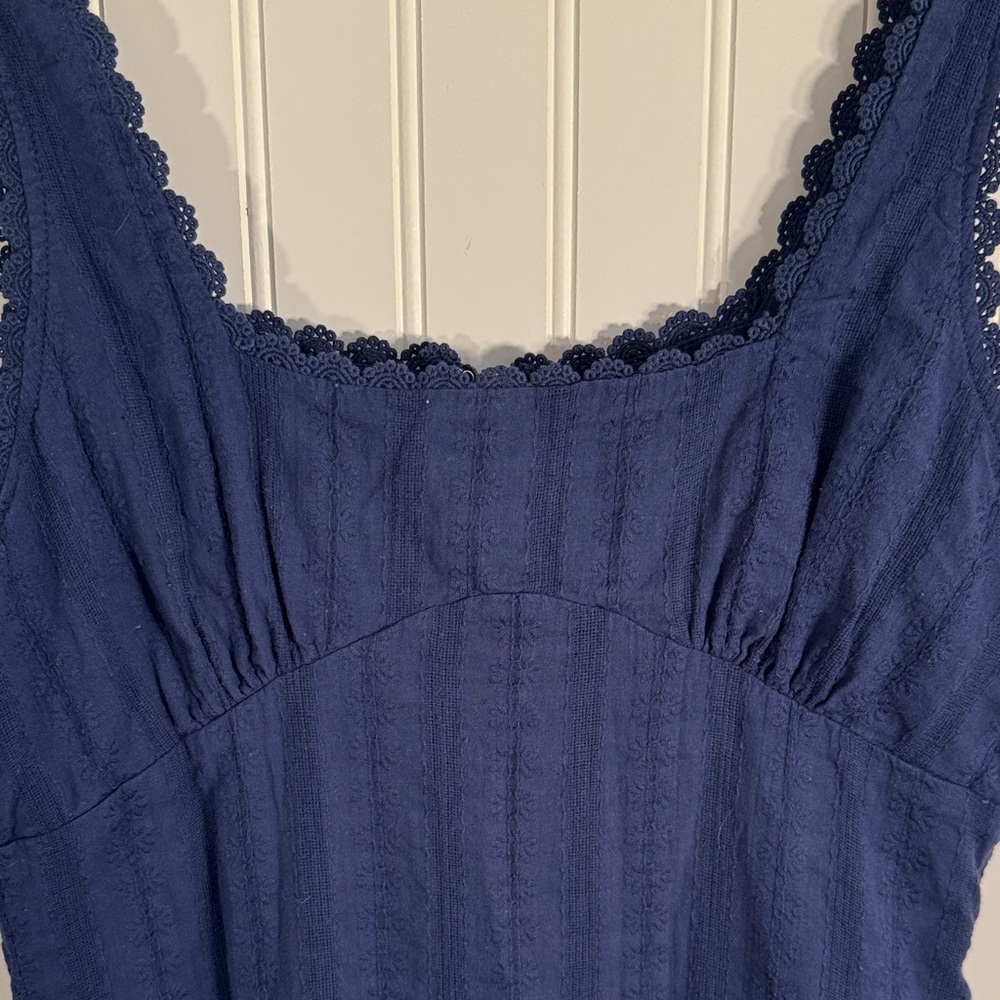 Princess Polly Dasha Mini Dress Navy Blue Lace Trim 100% Cotton Size 10 - Picture 6 of 14